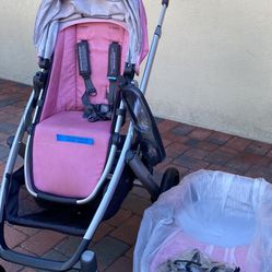 STILL AVAILABLE! Uppa Baby Vista Stroller With Bassinet (pink)