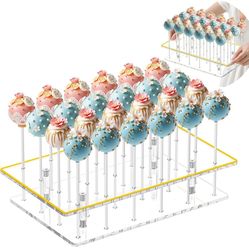Cake Pop Stand 24 Holes Lollipop Display Stand, Acrylic Clear Cake Pop Holder Lollipop Display for Dessert Table Weddings Birthday Party Halloween Can