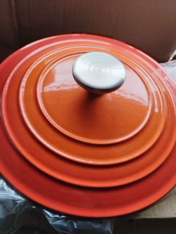 New 3 Quart Braiser Dutch  - Orange Enameled Cast Iron