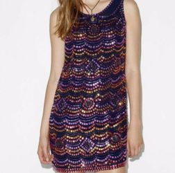 Brand New Cooperative Beaded Scallop Sleeveless Mini Dress size xs