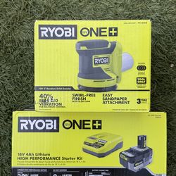 Brand New Ryobi One+ 18V Orbital Sander + High Performance Battery Kit