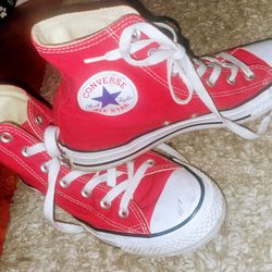 Red Converse High Tops Size 8