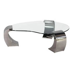 Karl Springer Style Coffee Table / Chrome /  Glass