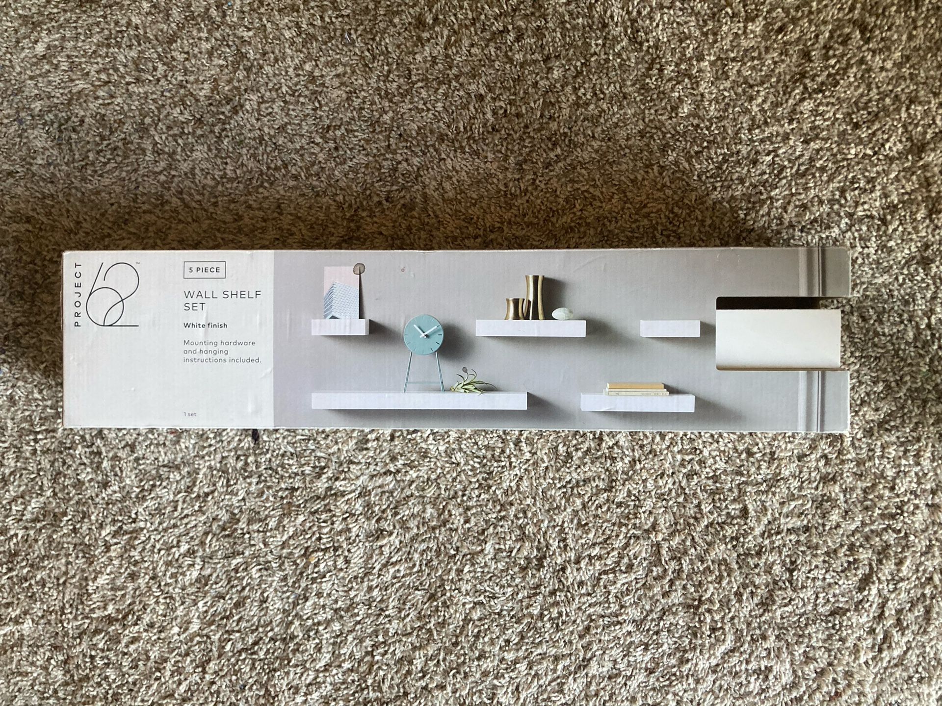 White Floating Wall Shelves 5 Piece Project 62