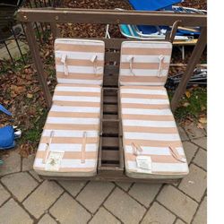 Wooden Double Porch Swing with Cushions