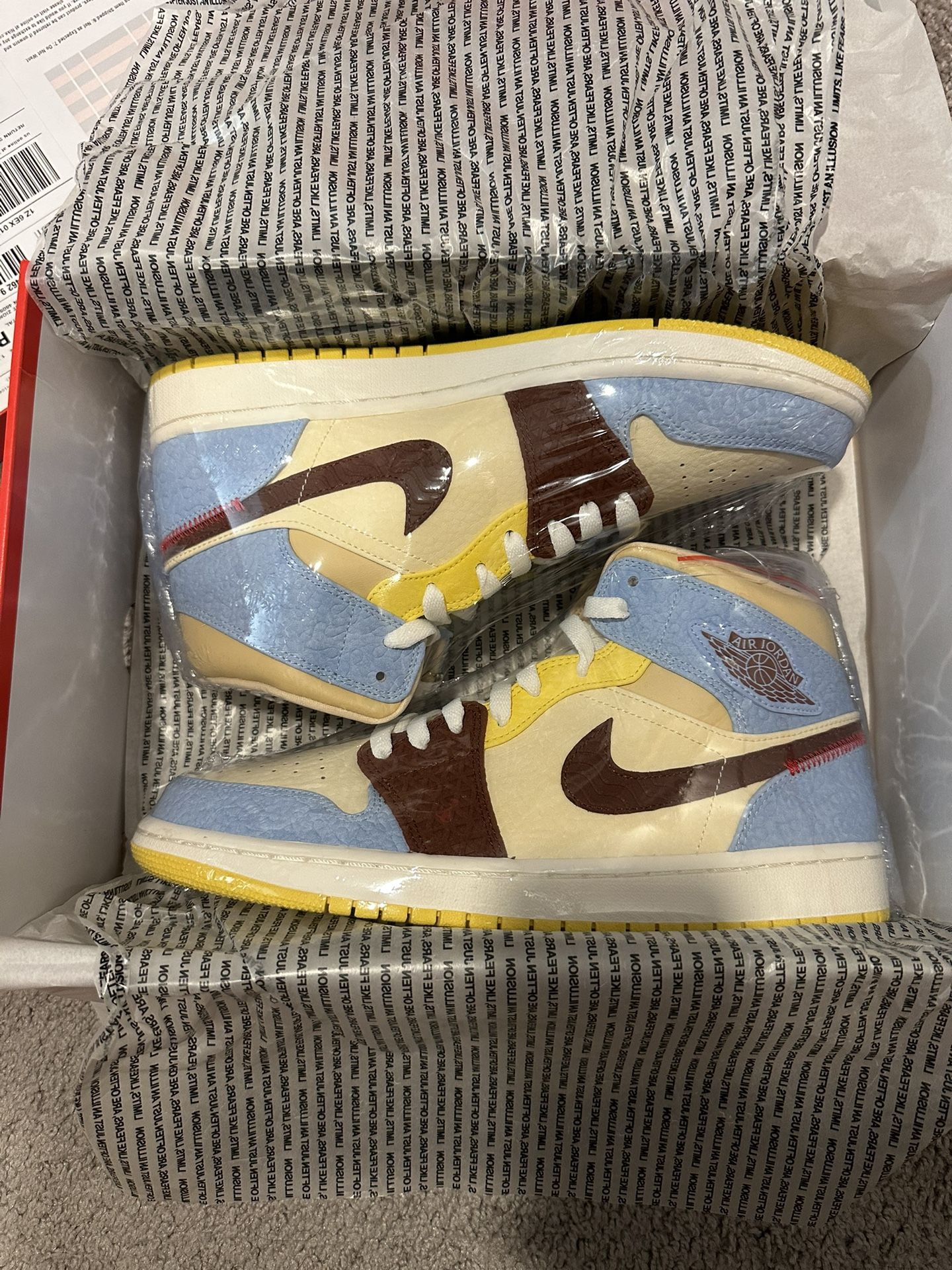 Jordan 1 Mid ‘Fearless Maison Chateau Rouge’ Size