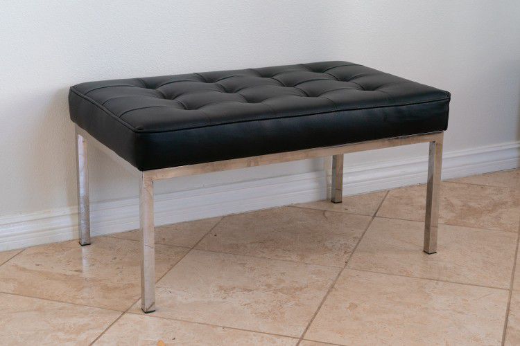 Tufted Faux Leather Bench