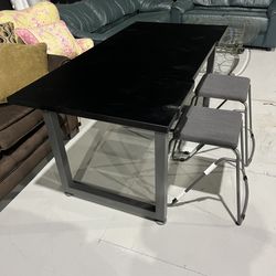 Black Table / Desk with Stools