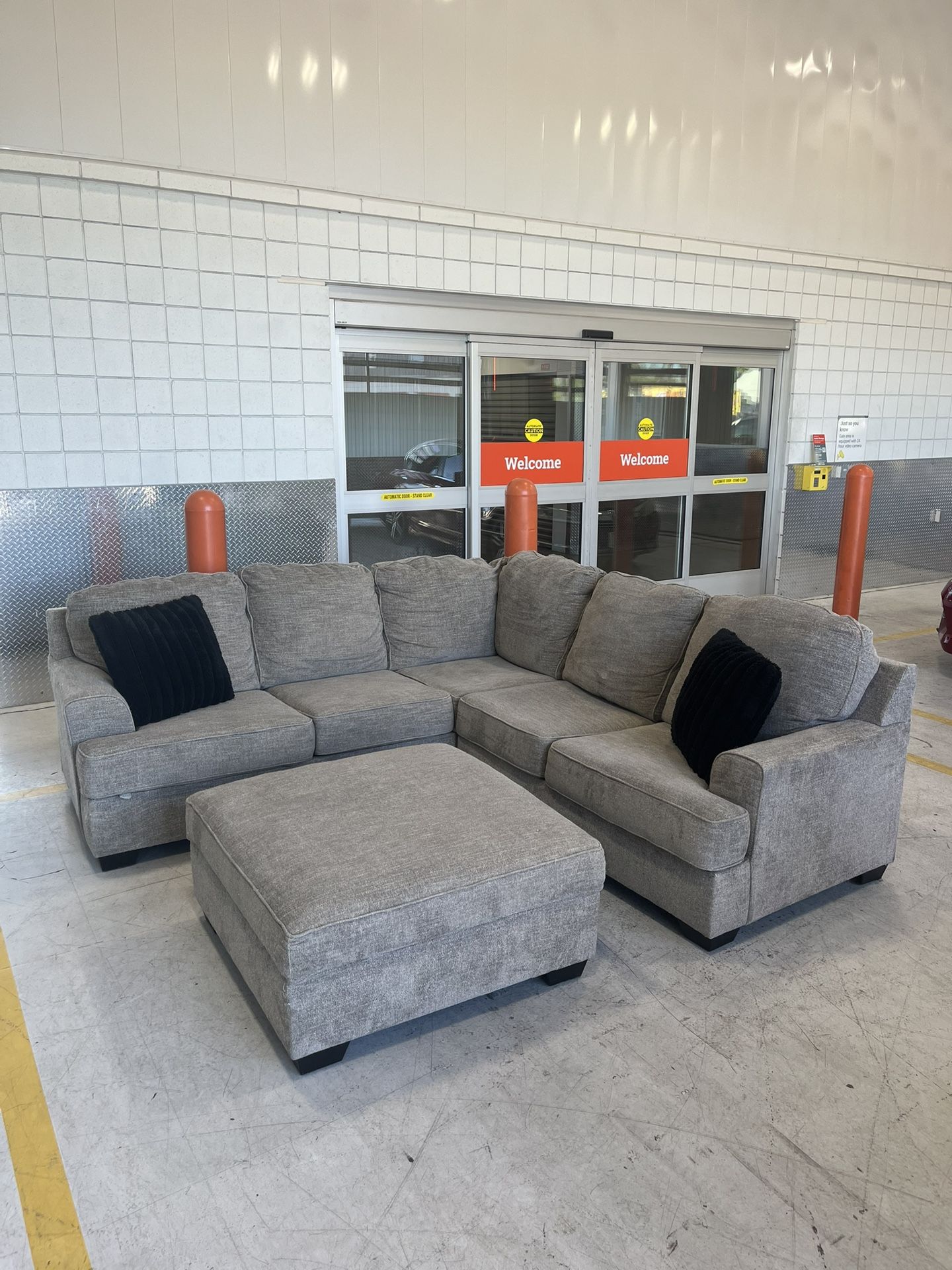 Grey Couch W Ottoman