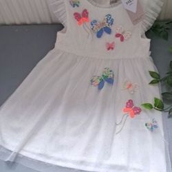 Baby Girl 18-24 Months BNWT M&s Gorgeous Sparkle Butterfly Dress