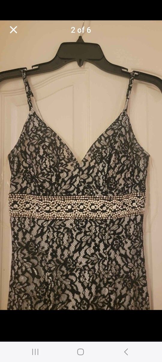Black & White Sequin Hearts Formal Dress Size 1