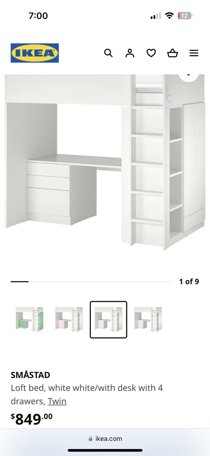 IKEA Kids Bed With Desk ,Closet And Chair