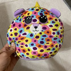 TY Plushie Pillow Round About 10 Inches Leopard Print 