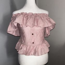 Girls Off the Shoulder Pink Top - M