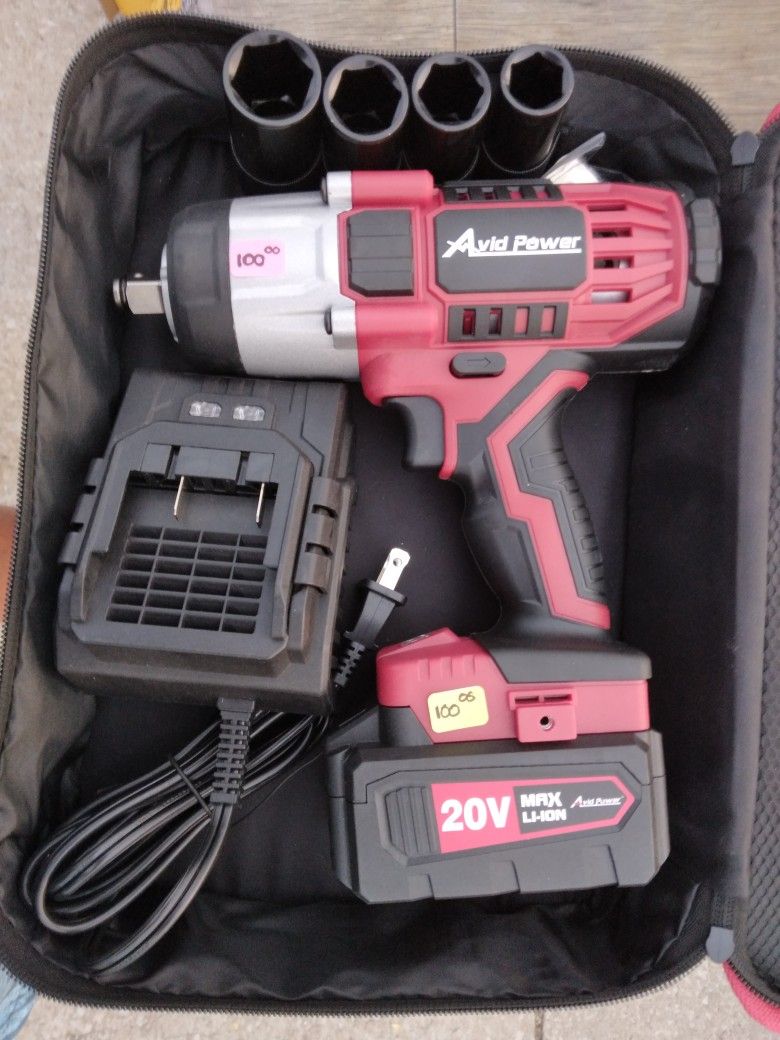 Avid Power High Torque Impact Wrench Kit With Battery Charger
