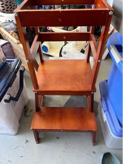 solid wood Montessori kitchen learning stool