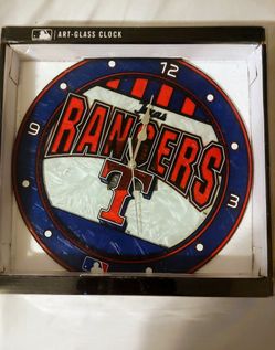 Texas Ranger glass clock