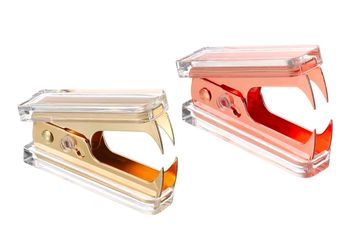 Acrylic Staple Remover Set, 2 Pack Portable Lockable Jaw Style Staple Puller Removal Tool with Plastic Box for Home Office