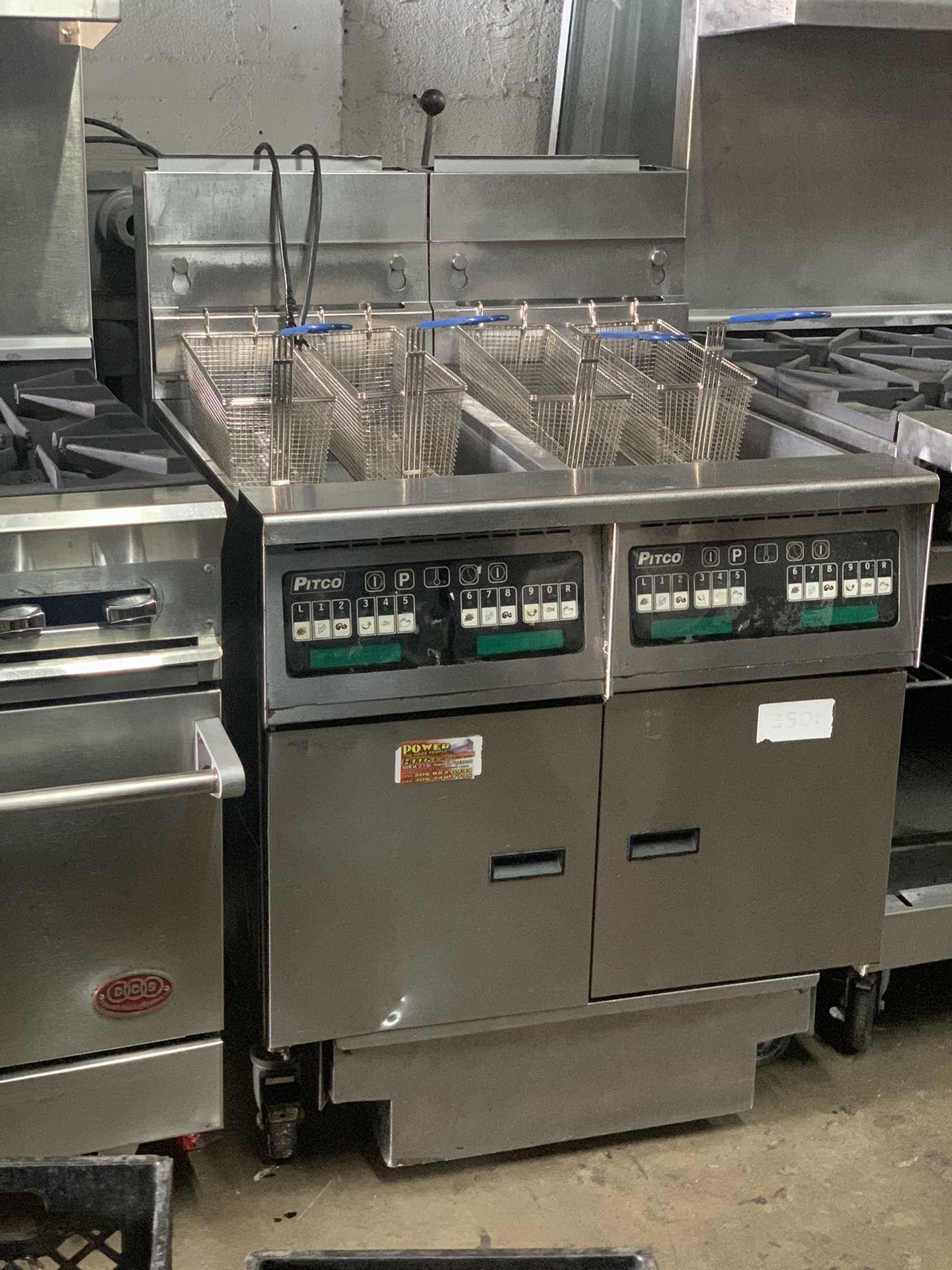 USED PITCO GAS DOUBLE 40LB FRYER WITH FILTRATION SYSTEM