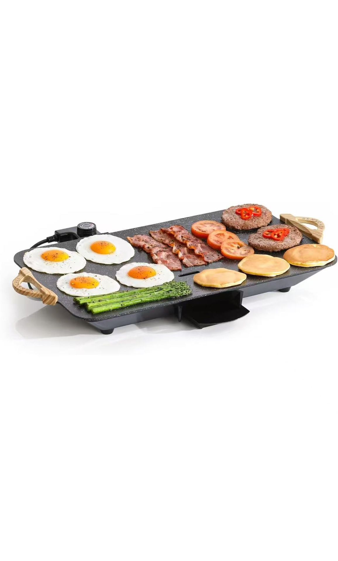 12x20 Inch PROMAX Electric Griddle, Granite Nonstick Coating, 1700W Rapid & Even Heating, 5 Temp Settings, Extra-Large Drip Tray, Easy Cleaning, Ideal