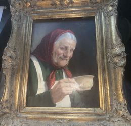 Original Fritz muller oil on board paintings lot of 2.  Original frames