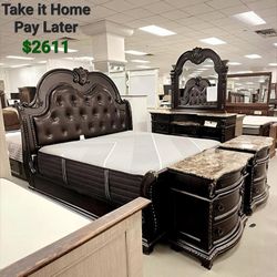 STANLEY CHERRY BROWN UPHOLSTERED SLEIGH BEDROOM SET