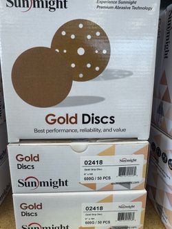 Sunmight Gold Grip Sanding Discs 6” 600 Grit – 50 Pack (New)