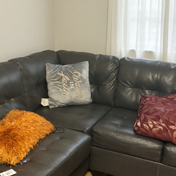 Ashley Dark Grey Leather Sectional – Like New, 2 Pieces - Raleigh, NC