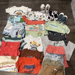 28 Piece Lot Boys 4T Clothes And Size 11 Shoes