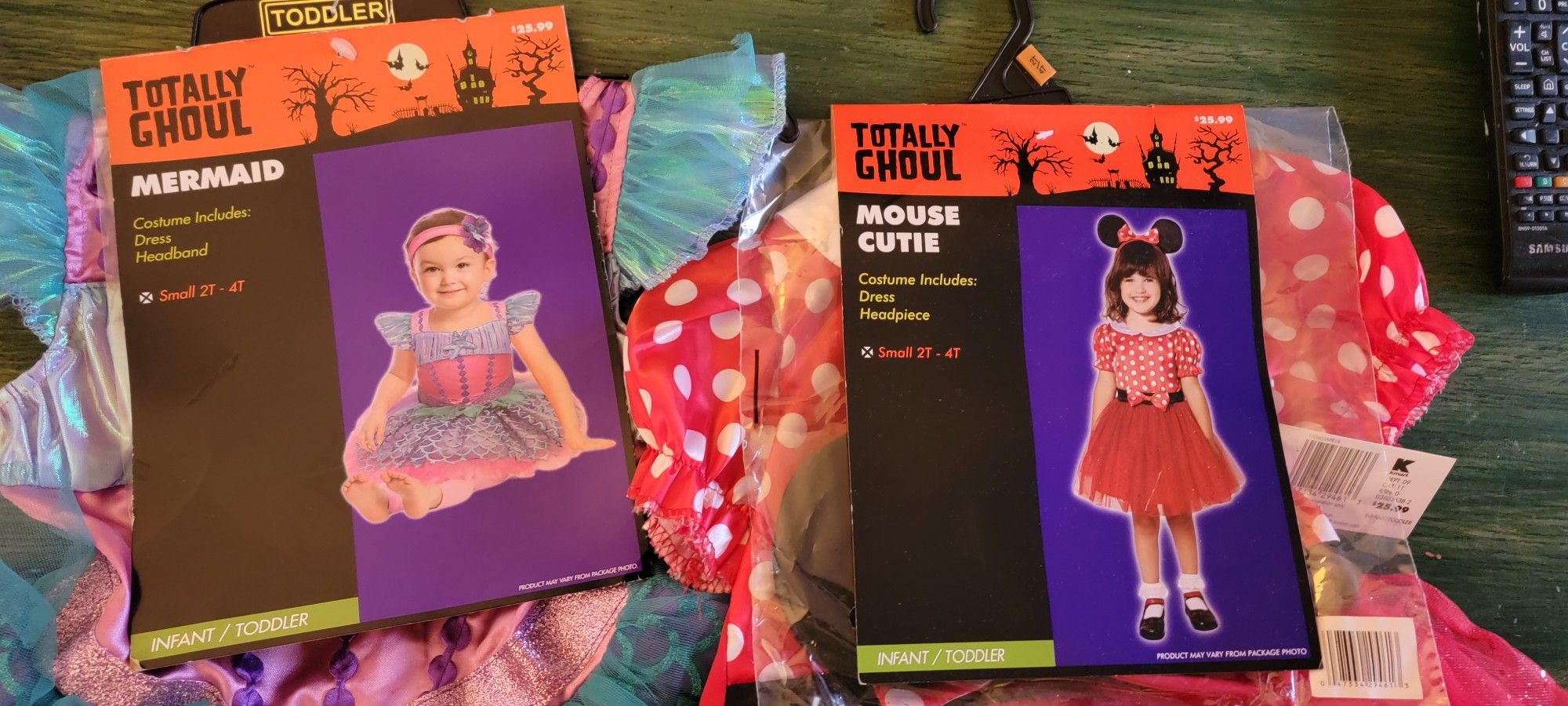 Choice of 2 Girl's Halloween Costumes Size 2T 4T Minnie or Mermaid 