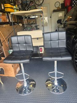 Black Faux leather adjustable bar stools