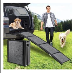 62inch Foldable Dog Ramp for Large Dogs - 130lbs Capacity, Anti-Slip Felt Surface, Pet Ramp with Dog Lift 