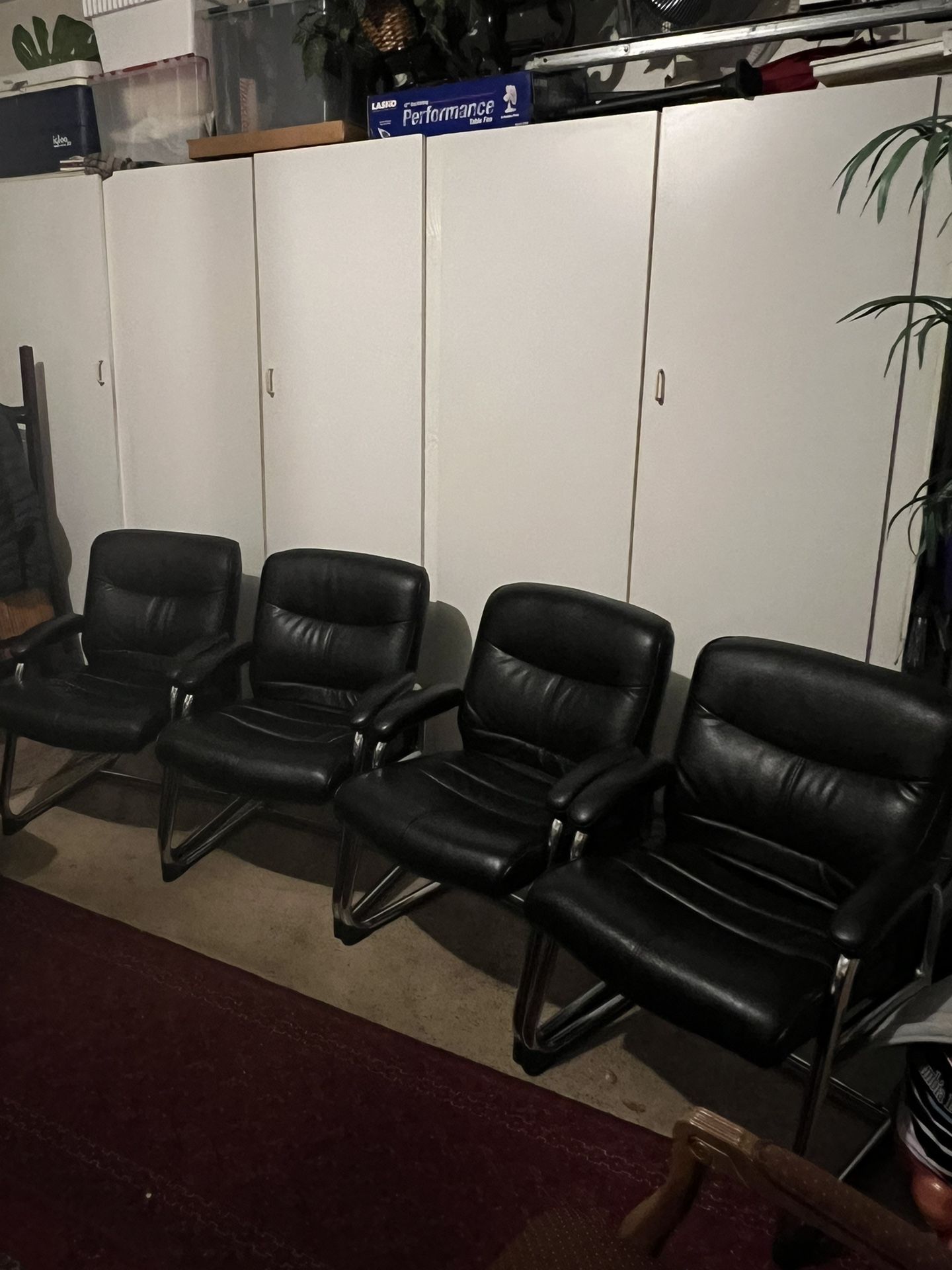 Set Of Four Office Leather  Chaires