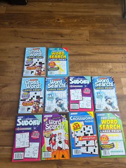 Lot of 10 Puzzle Books Crossword Word Search Sudoku