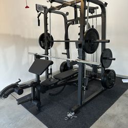 Vesta Fitness Smith Machine 2001 w/Bench Attachment | 230lb Bumpers Weights | 7ft Olympic Bar | Fitness | Gym Equipment | FREE DELIVERY🚚 