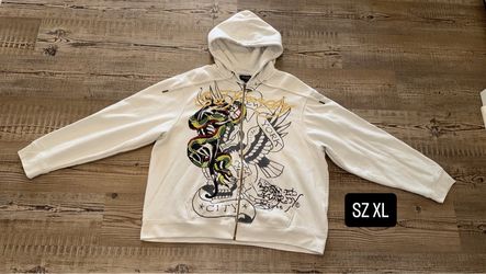 Ed Hardy Graphic Zip-Up Hoodie Size XL