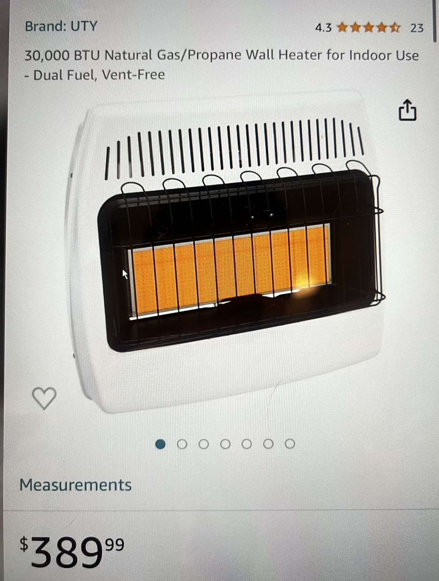 UTY Heater 30,000 BTU