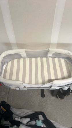 Baby Bassinet with Striped Mattress Pad best offer