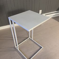 White Metal C - Shaped End Table