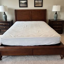 Solid Wood Bed Frame With box spring and mattress