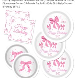 Pink Bow Birthday Plates