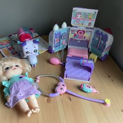 Baby Alive Baby Doll And Shopkins Deluxe Unicorn Ambulance Check Up Scooter Playset Lot 