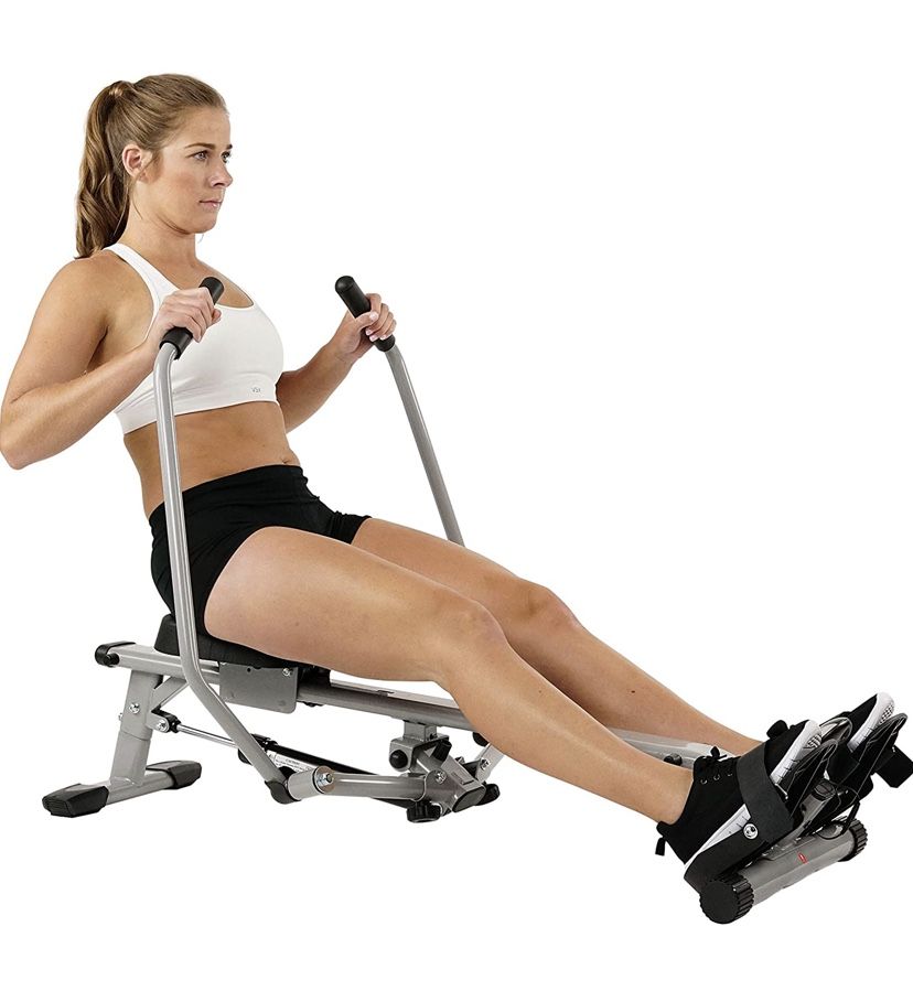 Sunny Health & Fitness SF-RW5639 Full Motion Rowing Machine Rower w/ 350 lb Weight Capacity and LCD Monitor