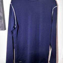 RARE Nike Men XL VINTAGE MOCK NECK Pro Long Sleeve Shirt Navy Slim Fit DRI FIT