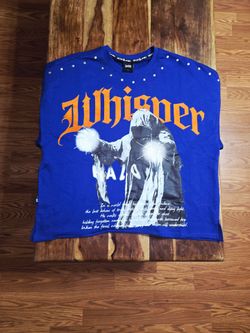 Switch Men's Blue Short-Sleeve "Whisper" Metal Studded Tee. Size Large