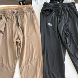 BROKIG Mens Lightweight Gym Jogger Pants, Men's Workout Sweatpants with Zip Pocket(Black, Beige, ""Large"" but they fit more like Medium (31-36 waist