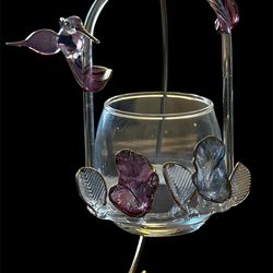 Glass Hummingbird Candle Holder