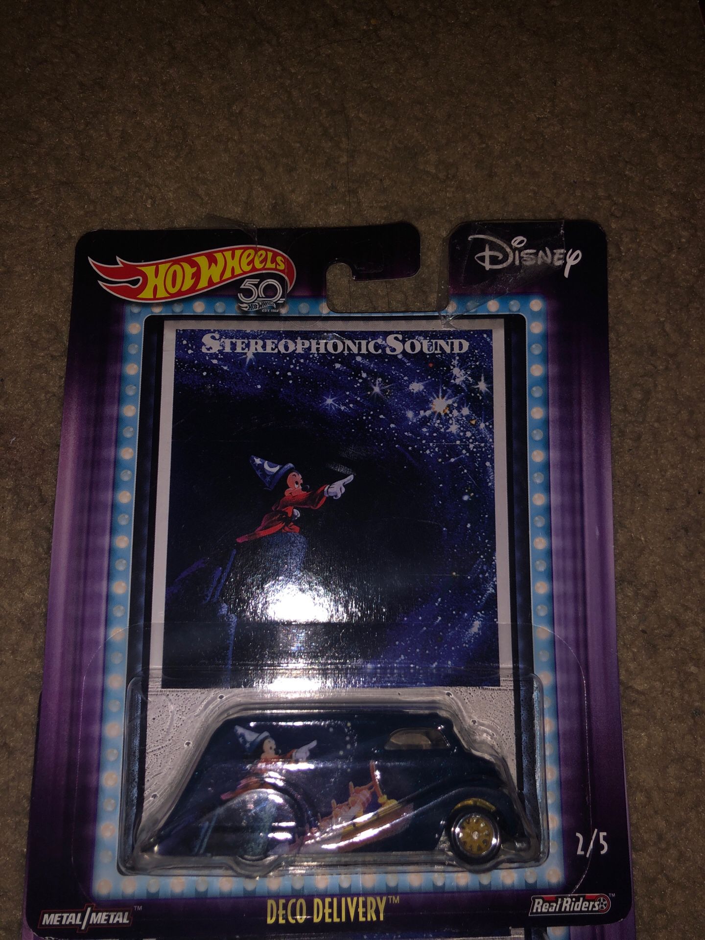 Classic Walt Disney Hot Wheels 50th edition collectors item. Unopened brand new. Real riders Dash metal/metal space DECL Delivery Fantasia Stereophon