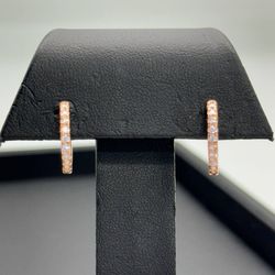 925 sterling silver rose gold tone crystal hoops earrings