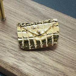 Gold-Tone Purse Brooch